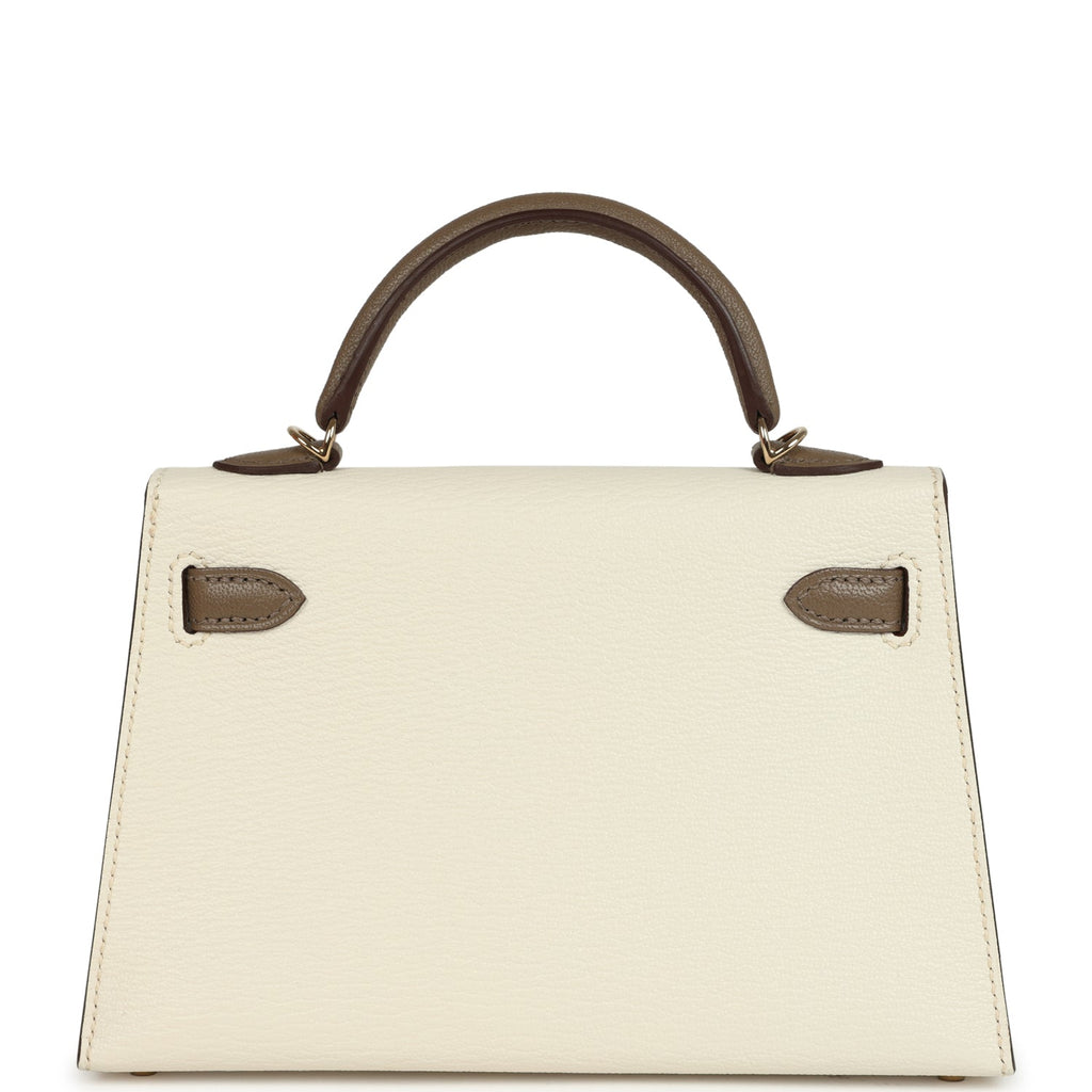 Hermes Special Order (HSS) Kelly Sellier 20 Nata and Etoupe Chevre Mysore Permabrass Hardware - Image 5