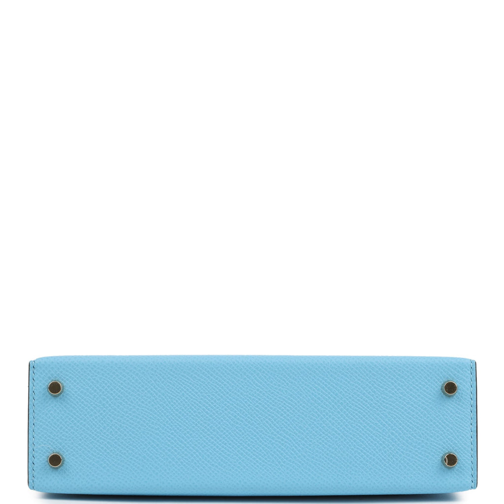 Hermes Special Order (HSS) Kelly Sellier 20 Bleu Celeste and Biscuit Epsom Permabrass Hardware - Image 7