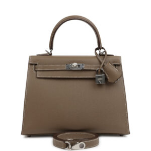 Hermes Kelly Sellier 25 Etoupe Epsom Palladium Hardware