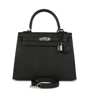 Hermes Kelly Sellier 25 Black Epsom Electrum Hardware