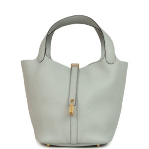 Hermes Picotin Lock 22 Bleu Glacier Clemence Gold Hardware