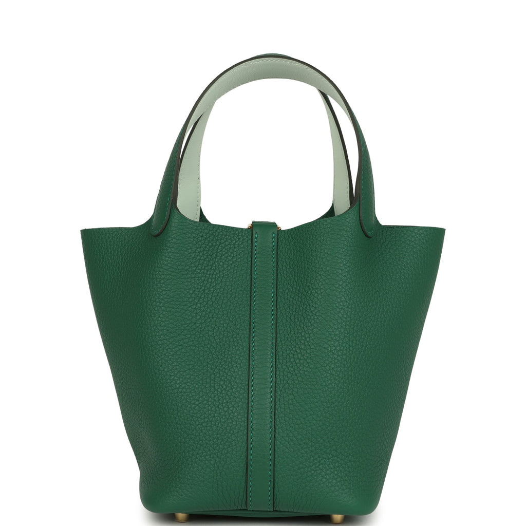 Hermes Picotin Lock 18 Eclat Vert Moyen Clemence and Vert Peppermint Swift Gold Hardware - Image 5