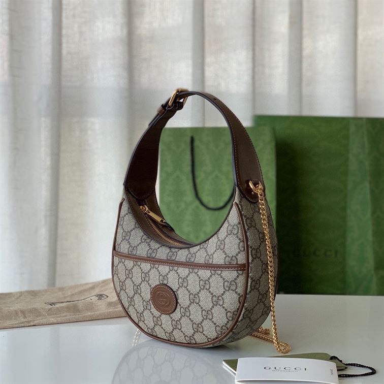 Half-moon-shaped mini bag with Interlocking G Beige and ebony - Image 6
