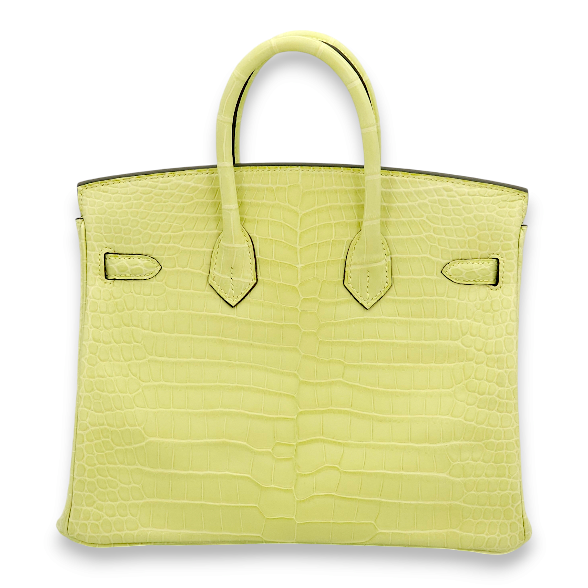 Birkin 25 Jaune Bourgeon in Matte Porosus, Palladium hardware - Image 3