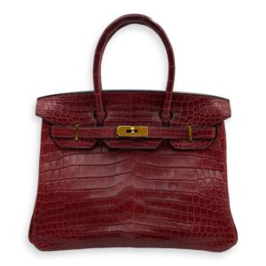 Birkin 30 Rouge in Matte Niloticus, Gold hardware
