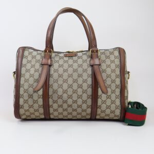 Gucci Bicolor GG Web Boston Tote Bag with Ophidia Strap