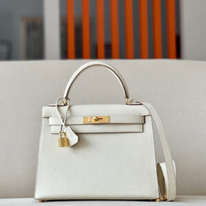 Kelly 28 Epsom Craie (10) Gold Hardware