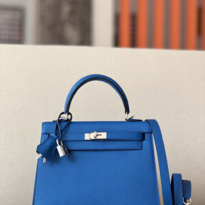 Kelly 25 Epsom Bleu France (71) Palladium Hardware