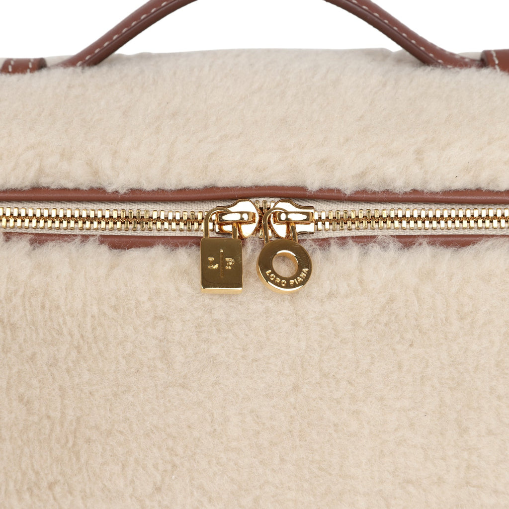 Loro Piana Extra Pocket L19 Pouch Ancient Paper and Sun Gold Cashmere and Silk Gold Hardware - Image 8