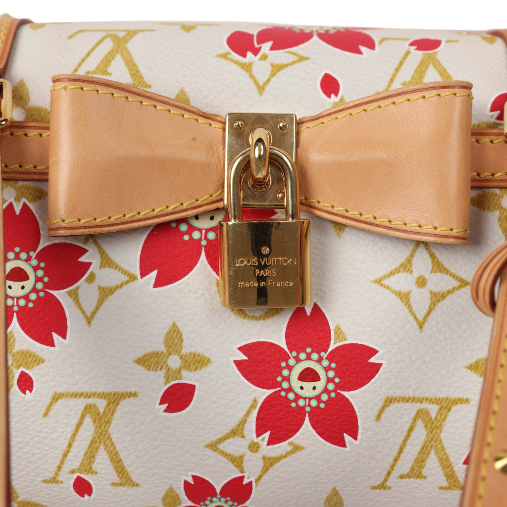 Vintage Louis Vuitton X Takashi Murakami Cream and Red Cherry Blossom Papillon Gold Hardware - Image 8