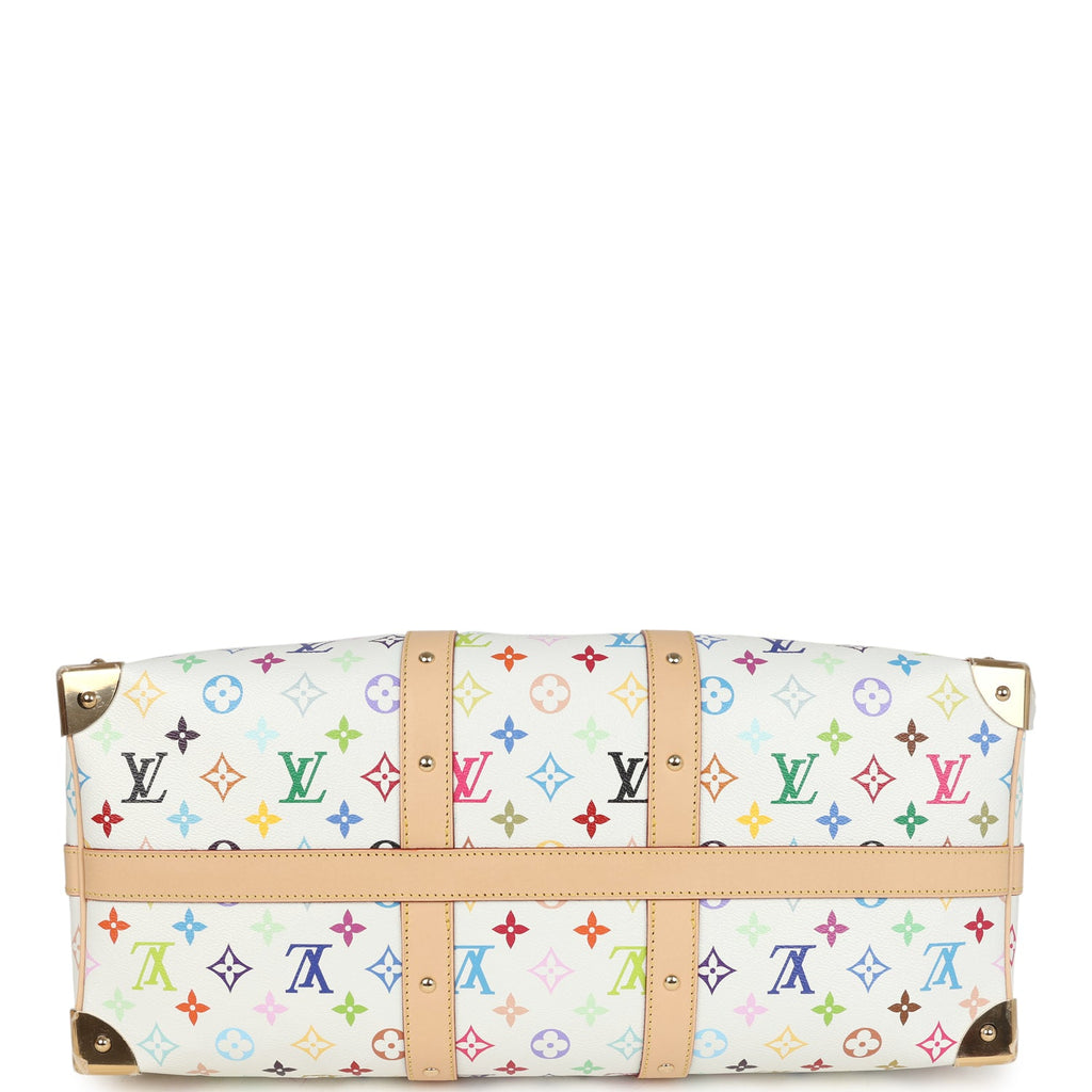 Louis Vuitton X Murakami Keepall Bandouliere 45 White Monogram Multicolored Gold Hardware - Image 7