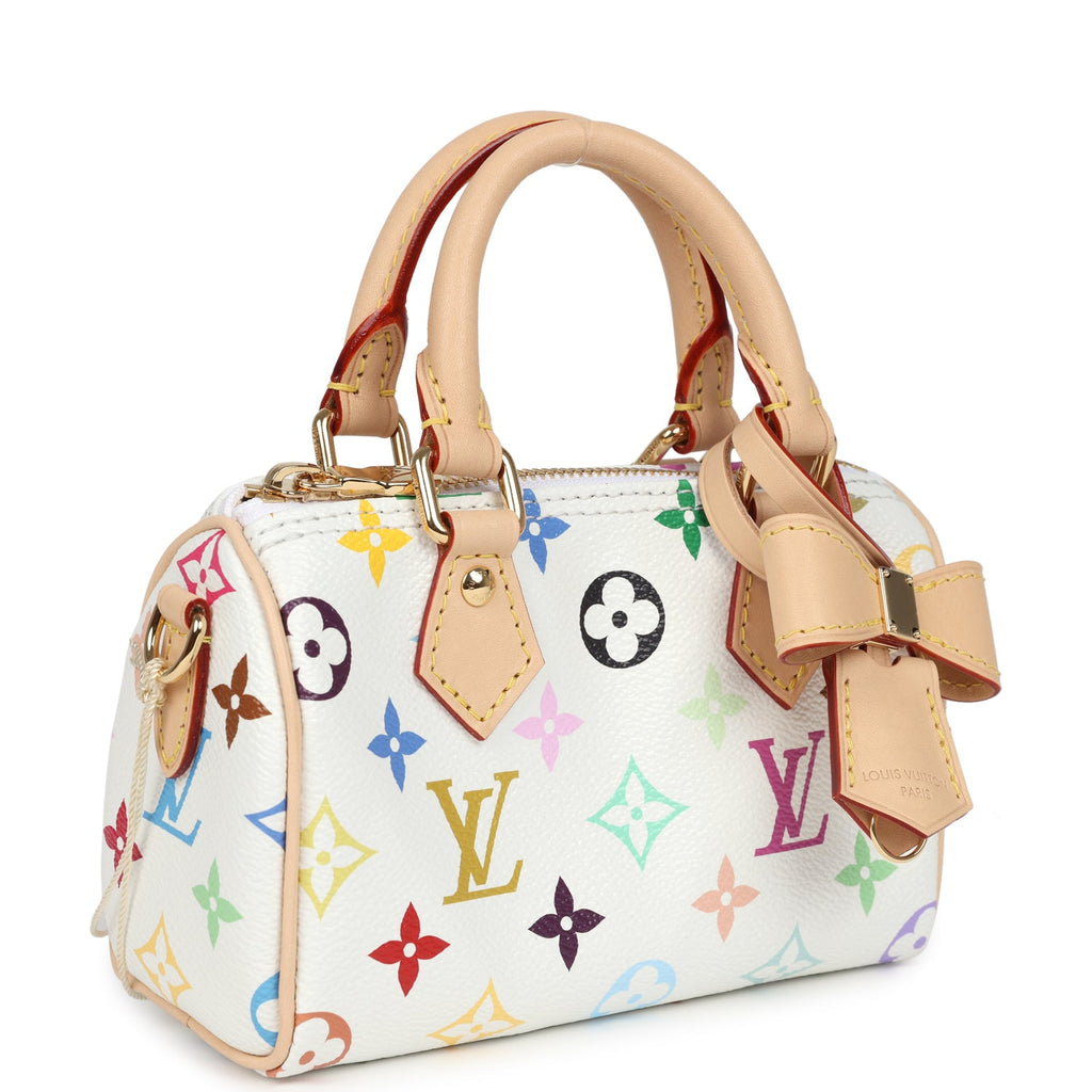 Louis Vuitton X Murakami Nano Speedy Bag White Multicolor Monogram Gold Hardware - Image 3