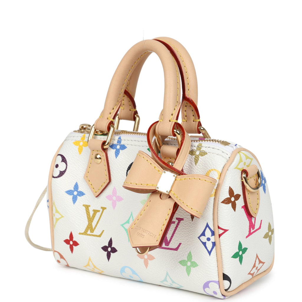 Louis Vuitton X Murakami Nano Speedy Bag White Multicolor Monogram Gold Hardware - Image 6
