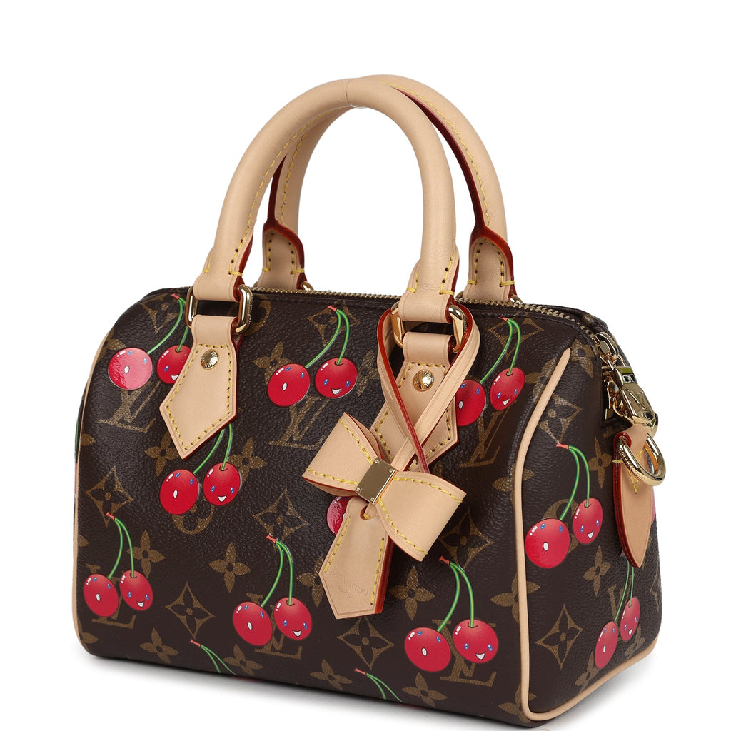 Louis Vuitton X Takashi Murakami Cerises Speedy Bandouliere 20 Bag Brown Cherry Monogram Gold Hardware - Image 6