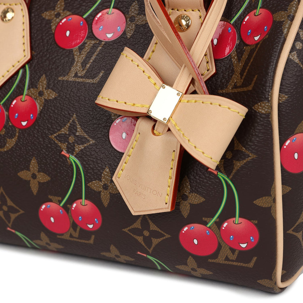 Louis Vuitton X Takashi Murakami Cerises Speedy Bandouliere 20 Bag Brown Cherry Monogram Gold Hardware - Image 7