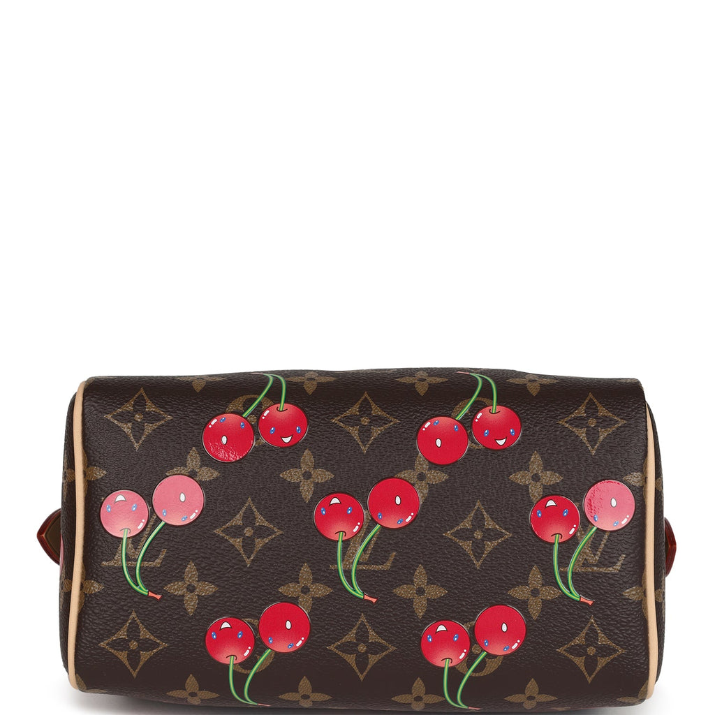 Louis Vuitton X Takashi Murakami Cerises Speedy Bandouliere 20 Bag Brown Cherry Monogram Gold Hardware - Image 8