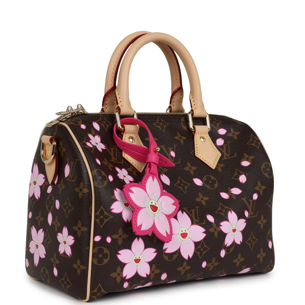 Louis Vuitton X Takashi Murakami Cherry Blossom Speedy 25 Bandouliere Brown Monogram Gold Hardware - Image 3