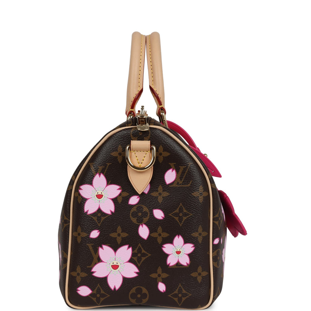 Louis Vuitton X Takashi Murakami Cherry Blossom Speedy 25 Bandouliere Brown Monogram Gold Hardware - Image 4