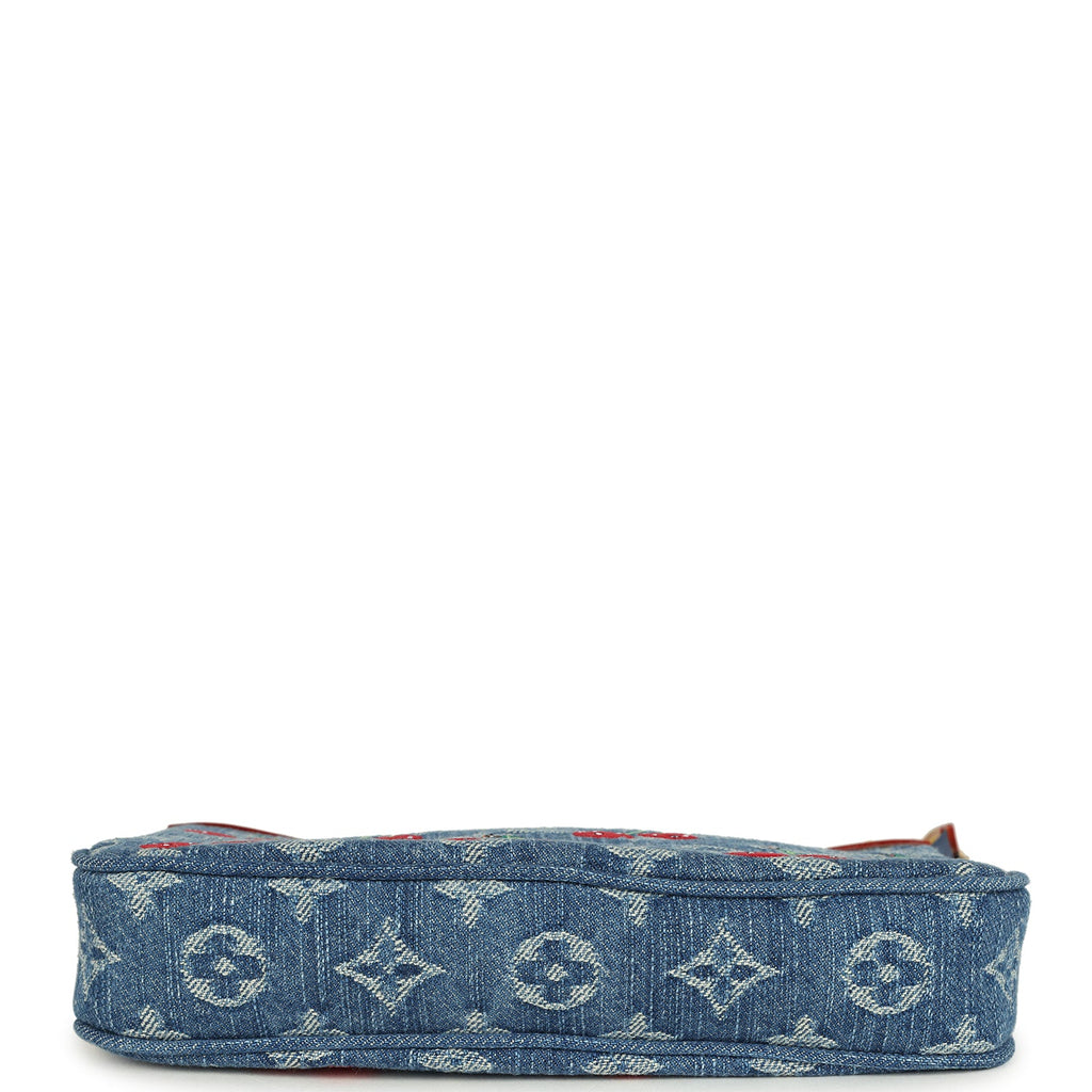 Louis Vuitton X Takashi Murakami Cherry Pochette Accessories Denim Monogram Gold Hardware - Image 9