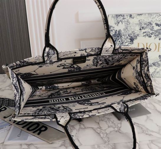 Large Dior Book Tote Latte Toile de Jouy Zodiac Embroidery - DB039 - Image 11