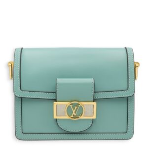 Dauphine Mini Blue Shoulder Bag in Calfskin, Gold hardware