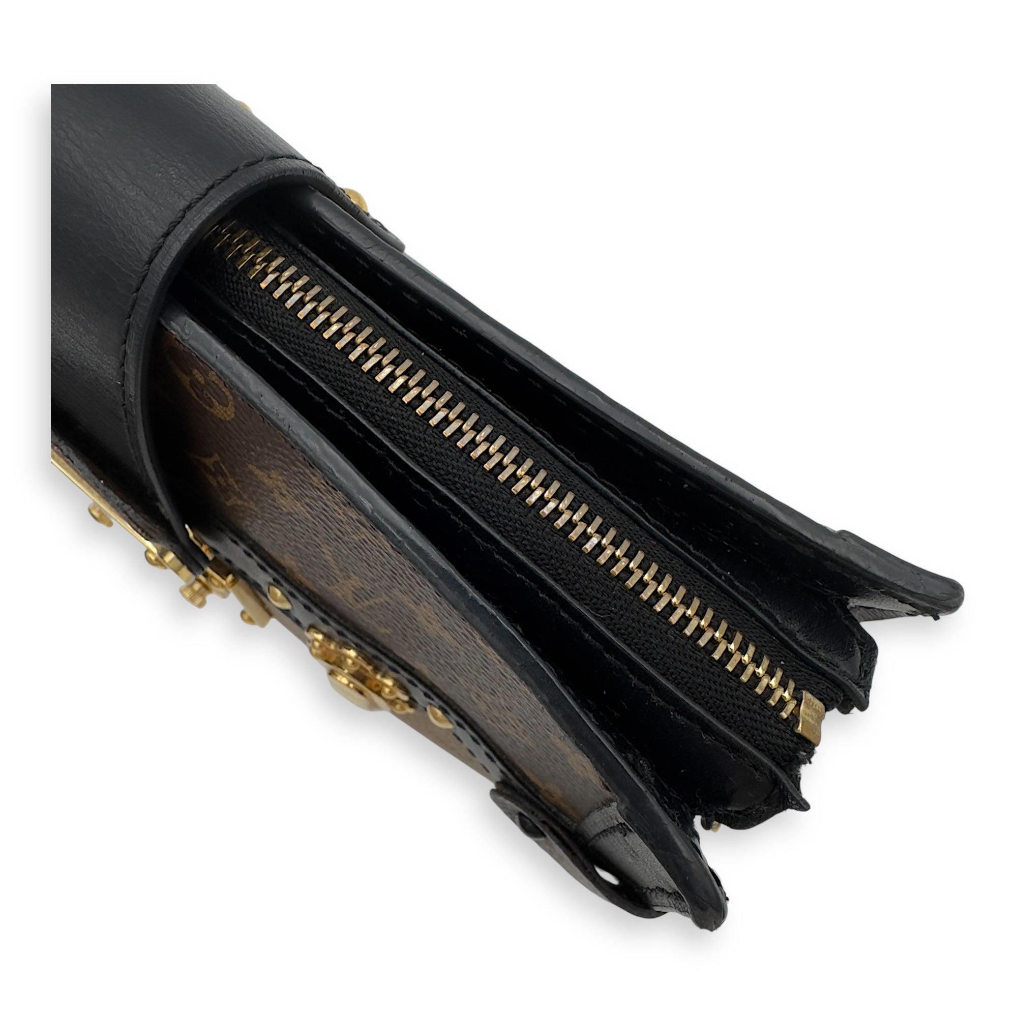 Trunk Clutch 2 Way Brown Crossbody Bag in Coated Canvas, Gold hardware - Image 18