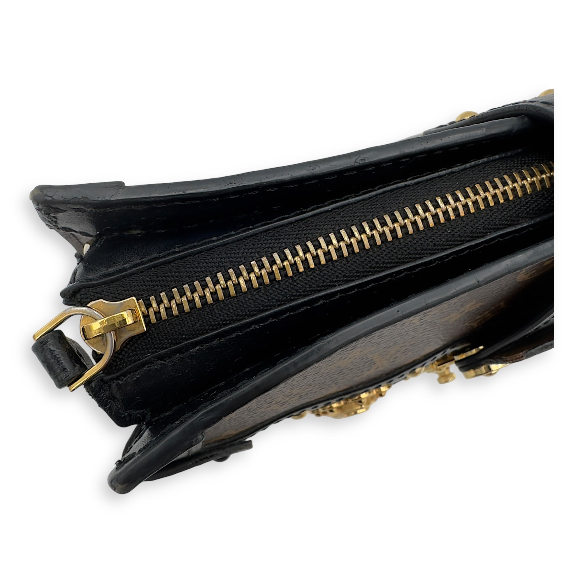 Trunk Clutch 2 Way Brown Crossbody Bag in Coated Canvas, Gold hardware - Image 19