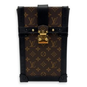 Trunk Vertical Brown Crossbody Bag in Monogram Coated Canvas, Gold hardware