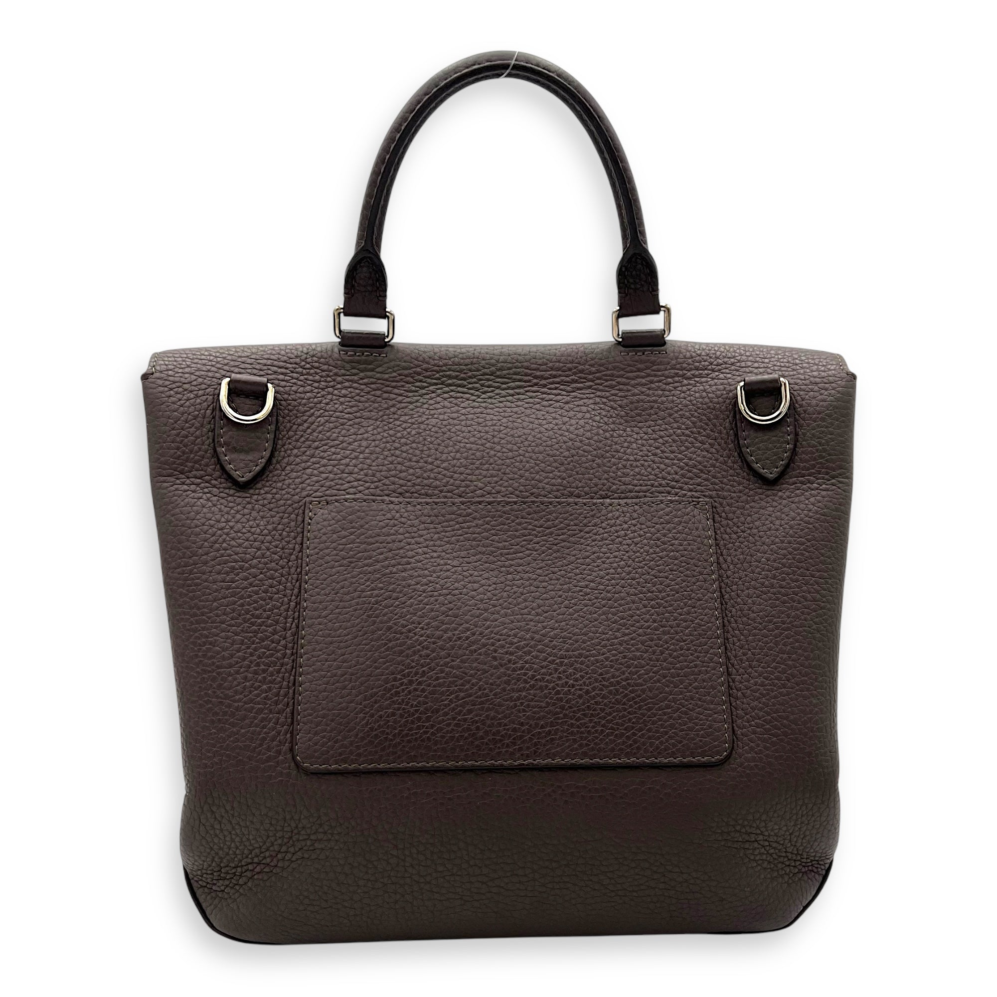 Volta Top Handle Bag Brown in Taurillon Leather, Silver hardware - Image 3