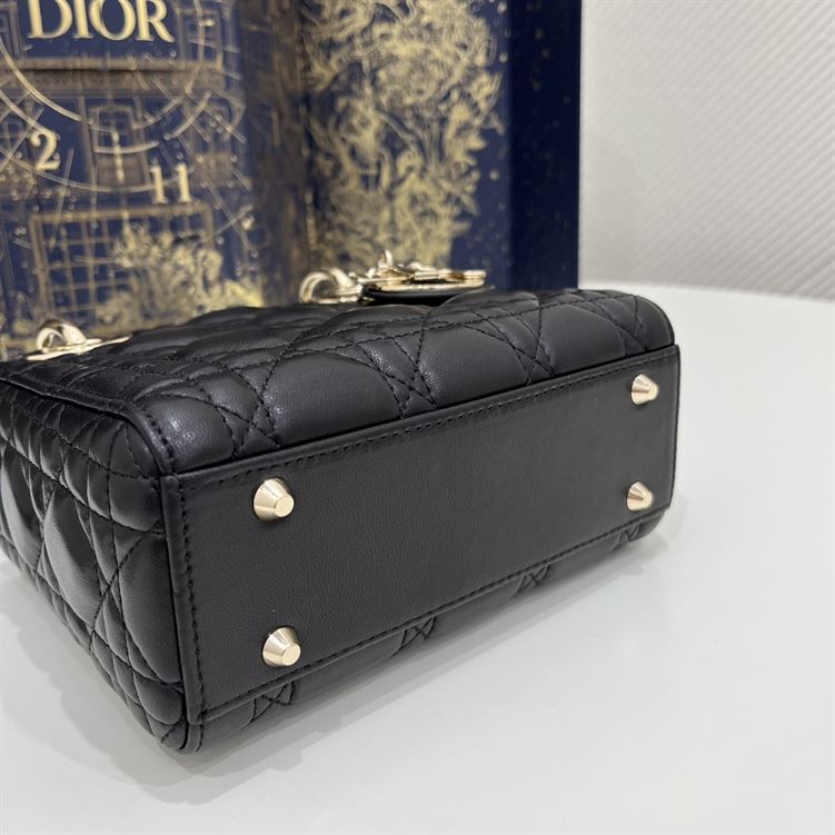 Mini Lady Dior Bag Black Lambskin - Image 11