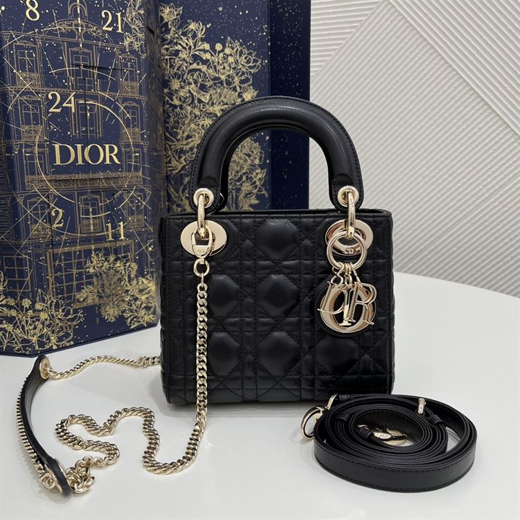 Mini Lady Dior Bag Black Lambskin - Image 3