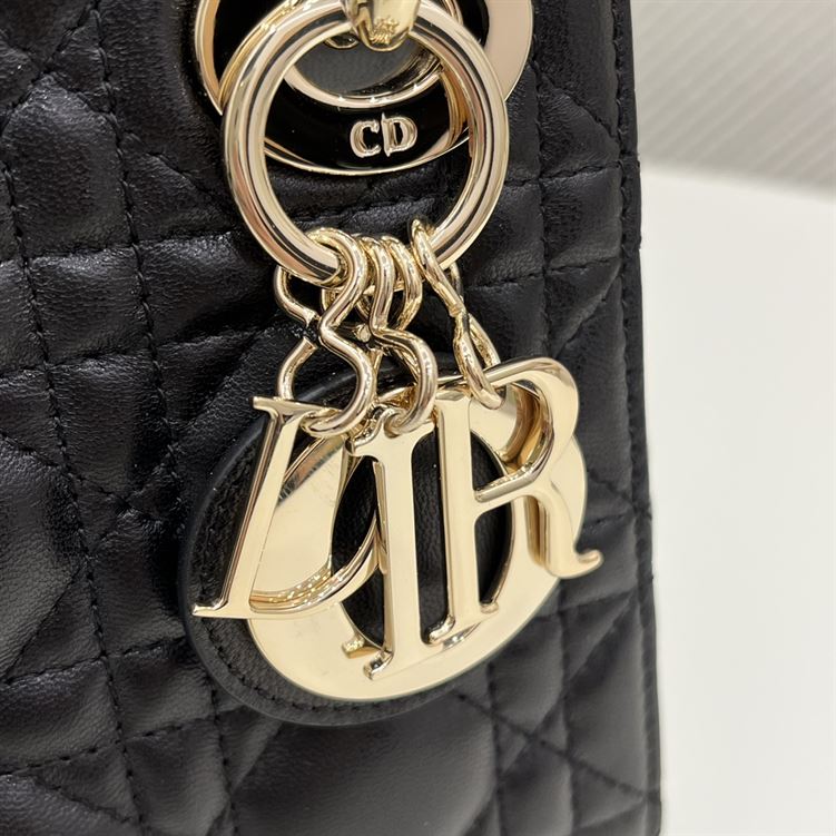 Mini Lady Dior Bag Black Lambskin - Image 8