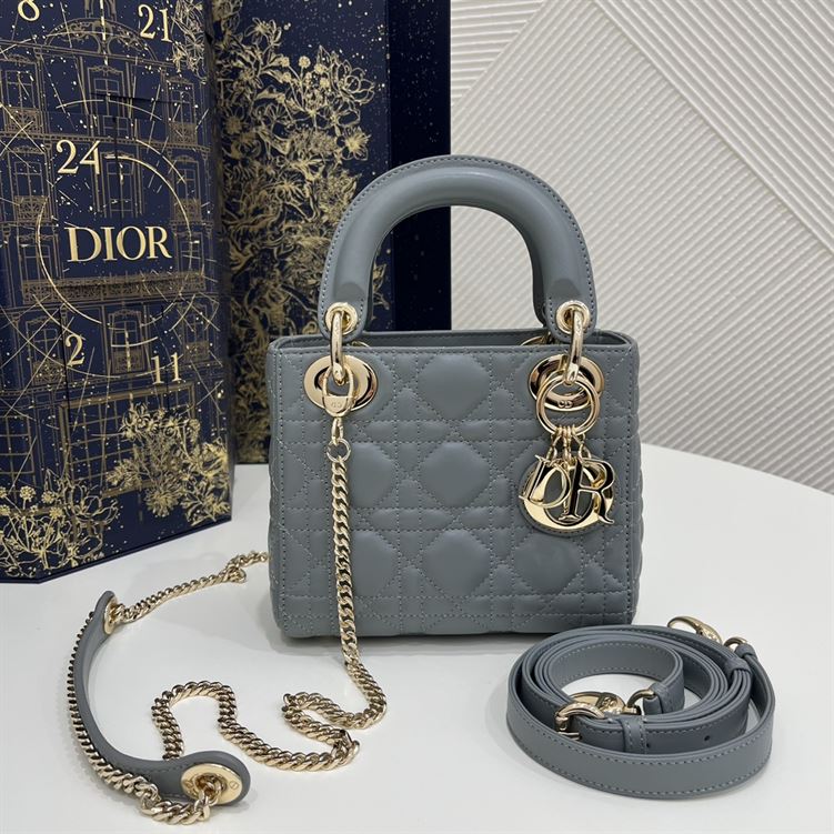 Mini Lady Dior Bag Cloud Blue Lambskin - Image 3