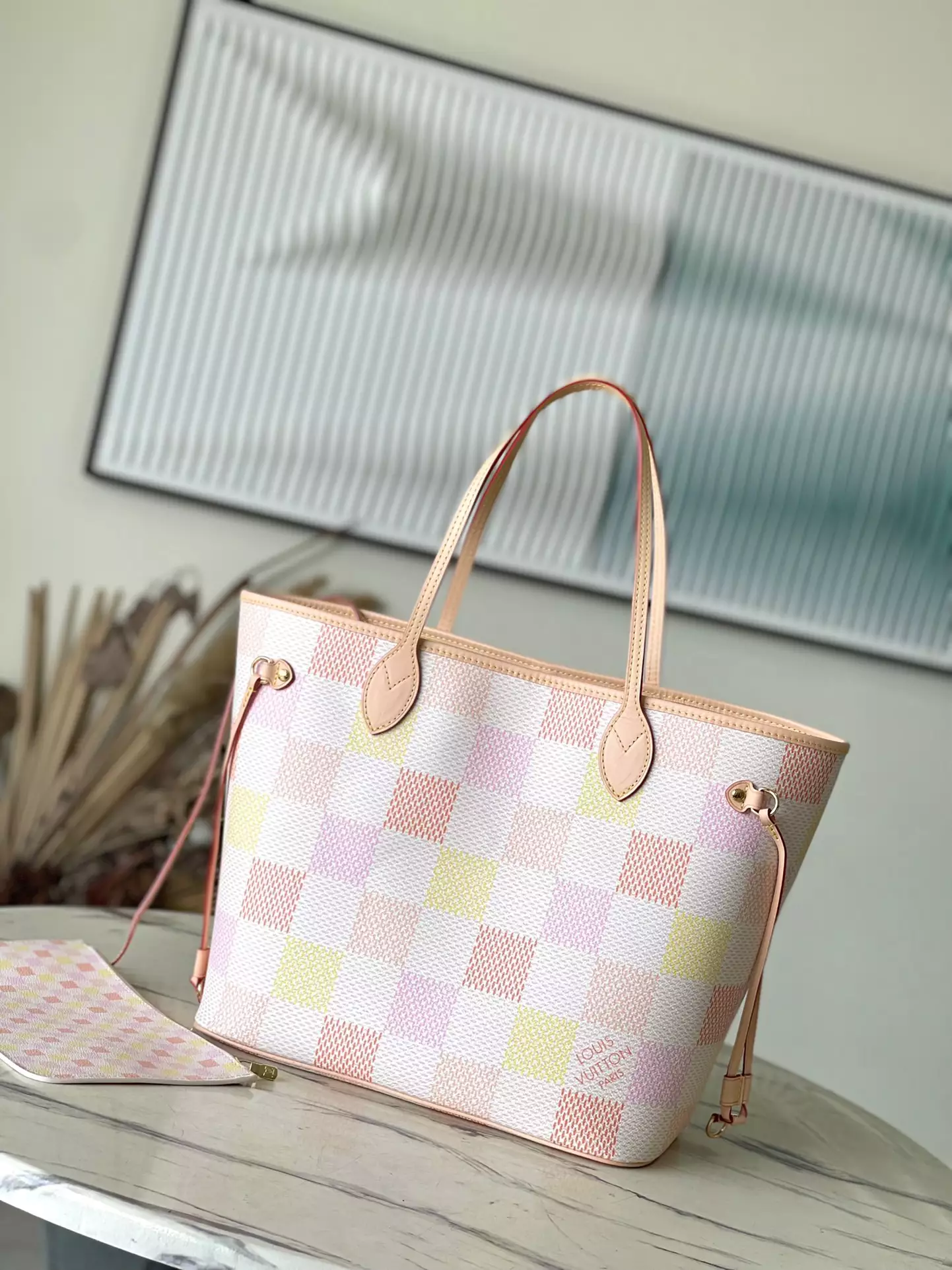 LV Neverfull MM Peach Damier Giant Canvas - Repbags.ru - Image 10