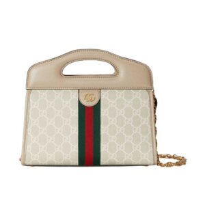 Ophidia GG small tote Beige and white GG Supreme canvas