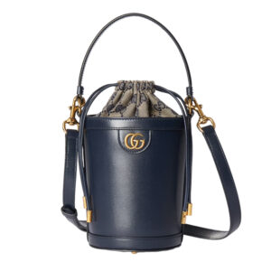 Ophidia Mini Bucket Bag in Dark Blue Leather - Repbags.ru