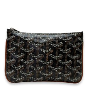 Senat Mini Brown Pouch in Coated Canvas, Silver hardware