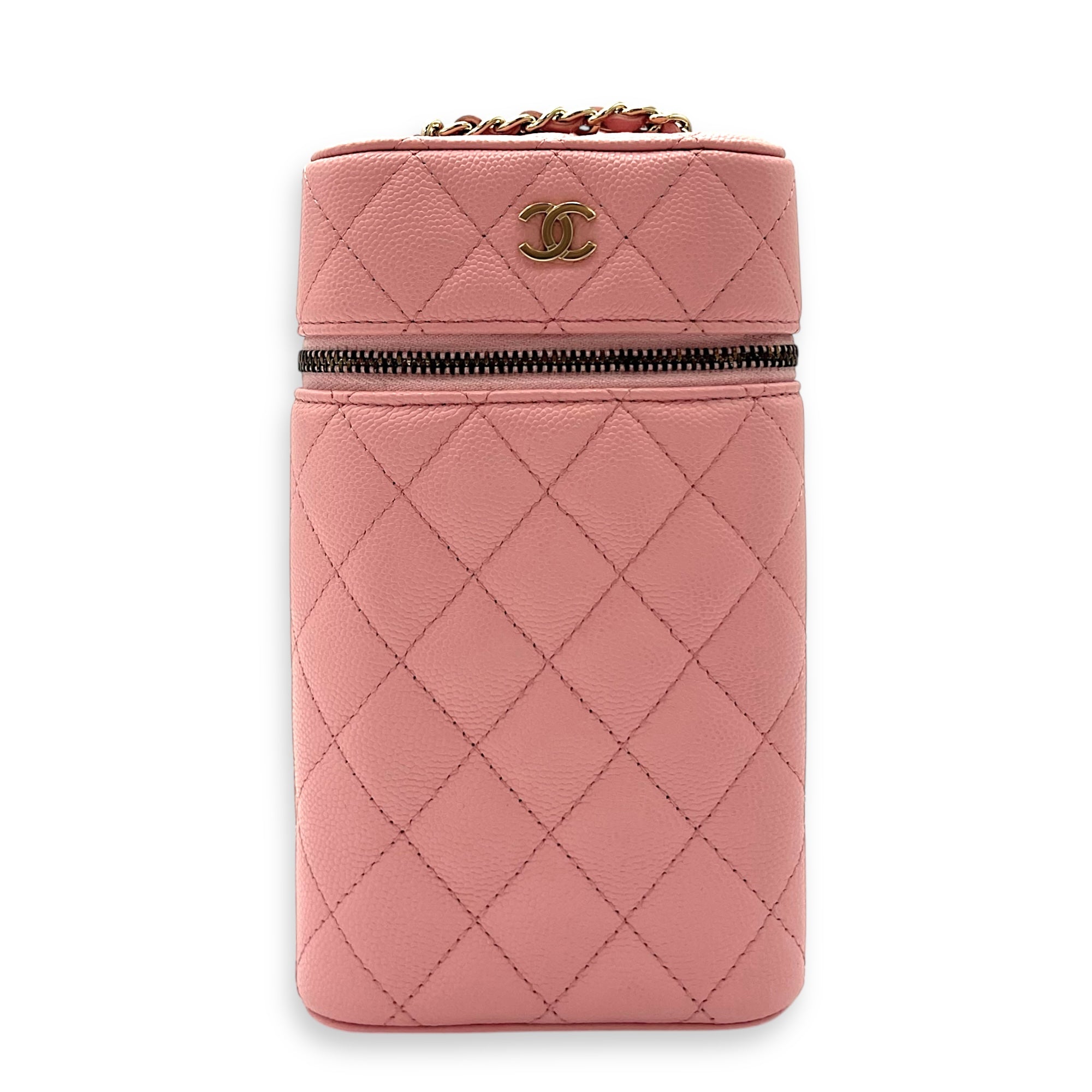 Vanity Phone Crossbody bag in Caviar leather, Gold Hardware