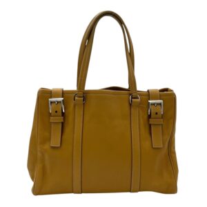 Buckle Yellow Shoulder Bag in Calfskin, Silver hardware