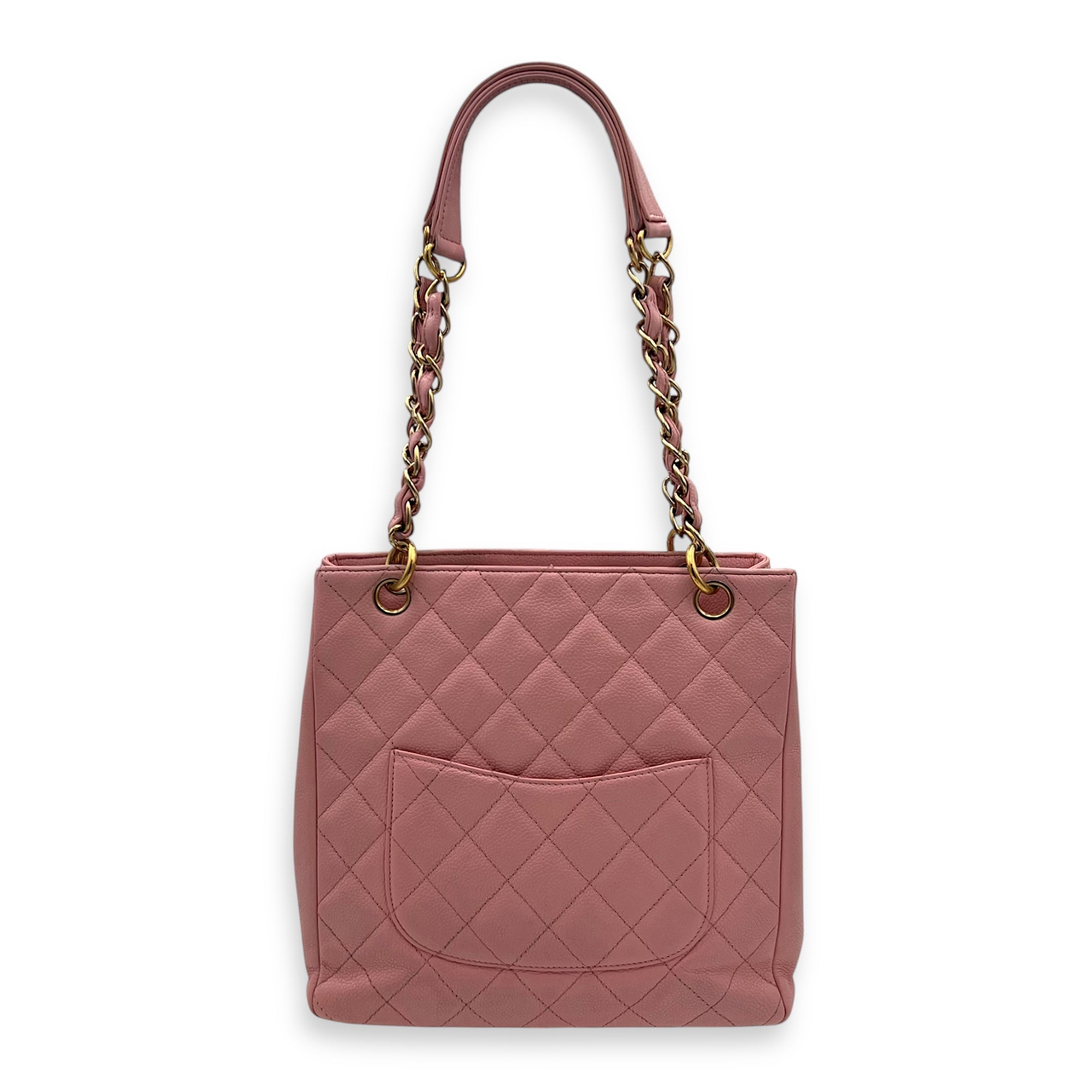 PST Petite Shopping Pink Tote Bag in Caviar Leather, Gold hardware - Image 3