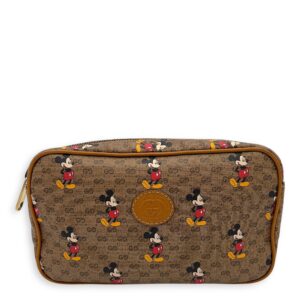 Disney Brown Belt Bag in Coated Canvas, Gold hardware