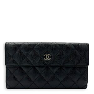 CC Wallet Black in Caviar Leather, Silver hardware