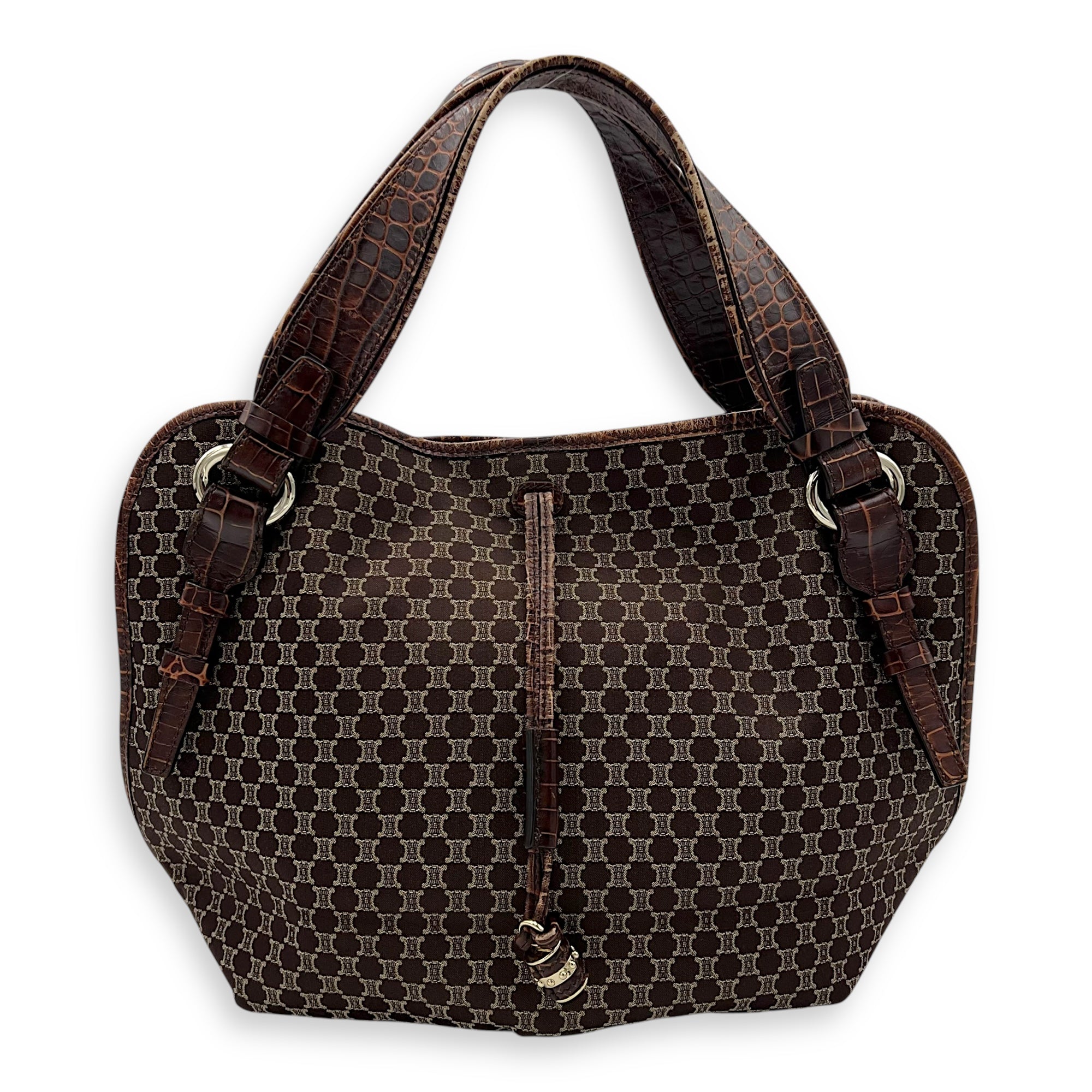 Bittersweet Brown Tote Bag in Canvas, Gold hardware