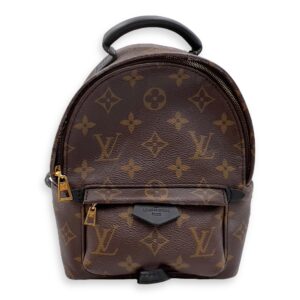 Palm Springs Mini Brown Backpack in Monogram Coated Canvas, Gold hardware