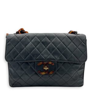 CC Quilted Tortoise Shell Shoulder Bag Black in Lambskin, tortoise shell hardware