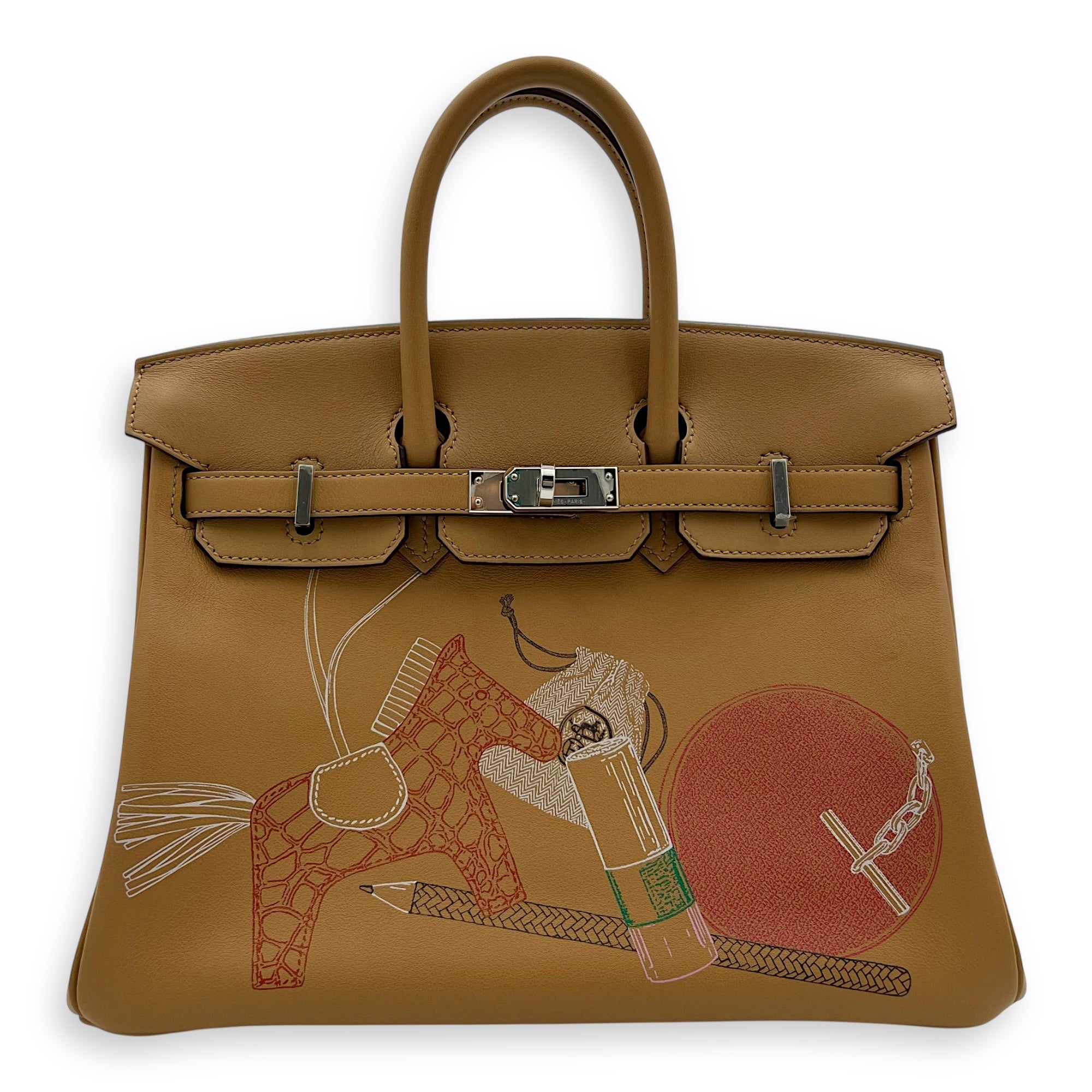 Birkin In 'N Out 25 Biscuit Top Handle Bag in Swift, Gold hardware