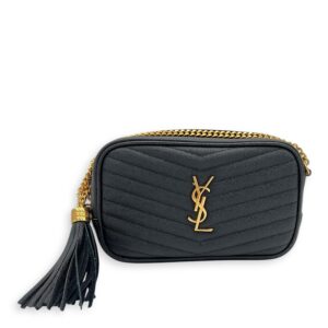 Lou Shoulder Bag Black in Caviar Leather, Gold hardware