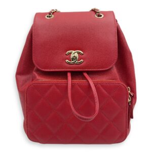 Business Affinity Backpack Red in Caviar Leather, Gold hardware