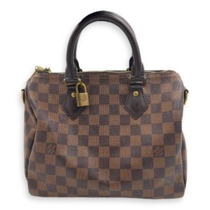 Speedy Bandouliere Top Handle Bag 25 Brown in Coated Canvas, Gold hardware