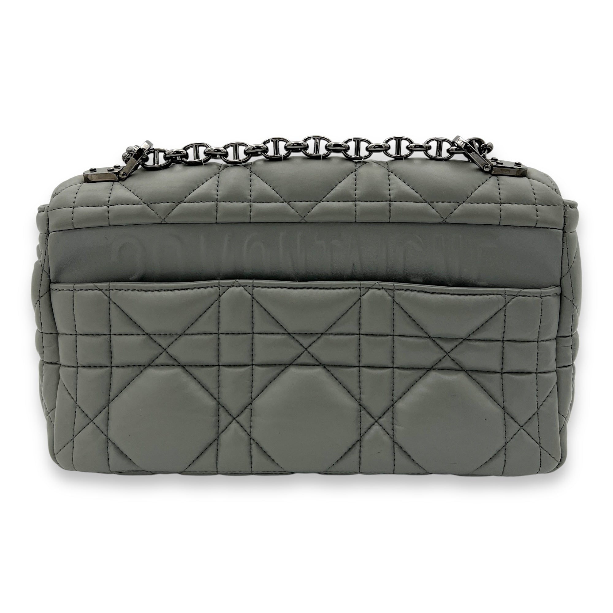 Caro Medium Grey Shoulder Bag in Lambskin, Silver hardware - Image 3